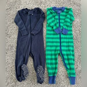 Hanna Andersson Navy and Green Striped Footie Pajamas